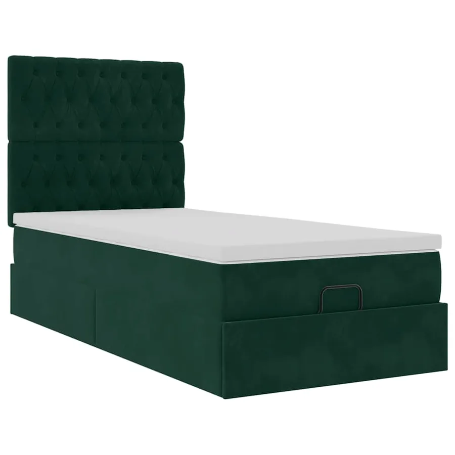 Cadre de lit ottoman avec matelas vert foncé 80x200 cm velours - 7