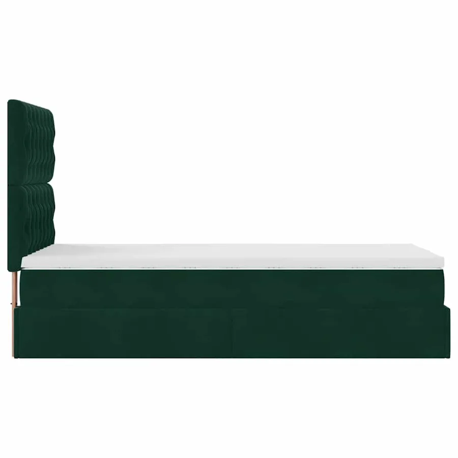 Cadre de lit ottoman avec matelas vert foncé 80x200 cm velours - 9