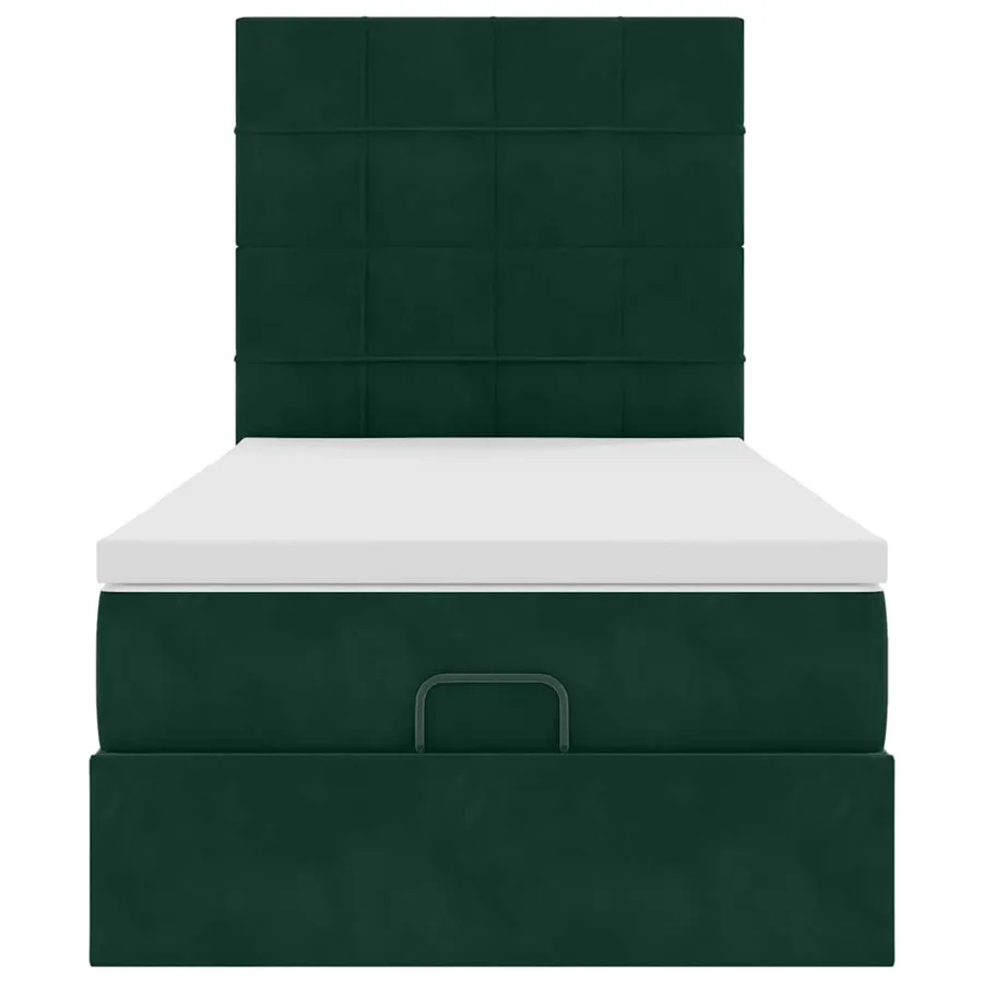 Cadre de lit ottoman avec matelas vert foncé 80x200 cm velours - 7