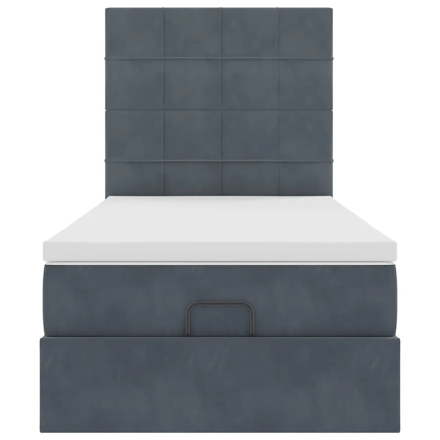 Cadre de lit ottoman avec matelas gris foncé 80x200 cm velours - 7