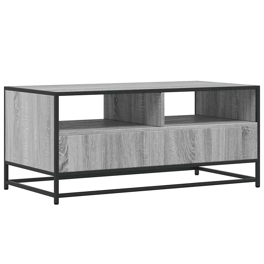 Table basse sonoma gris 100x50x45 cm bois d'ingénierie et métal - 7