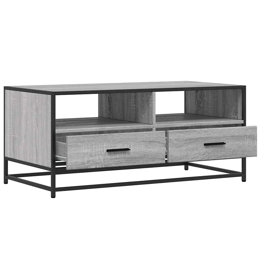 Table basse sonoma gris 100x50x45 cm bois d'ingénierie et métal - 8
