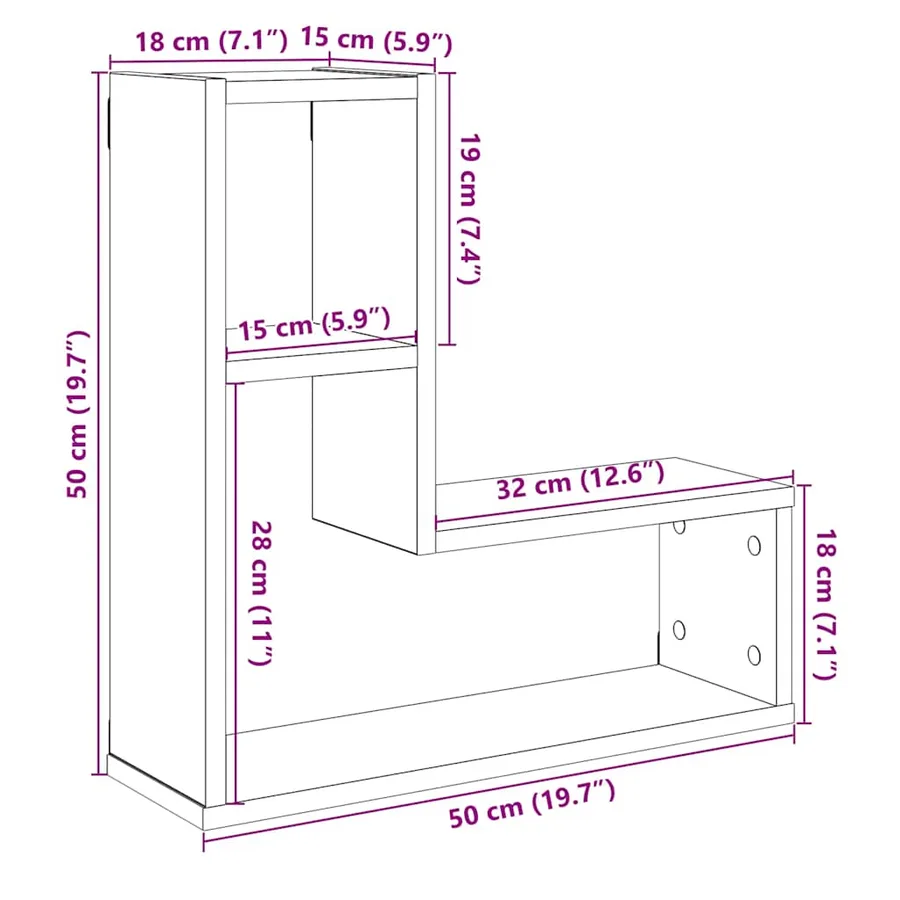 Étagères cube murales 2 pcs chêne artisanal bois d'ingénierie - 10
