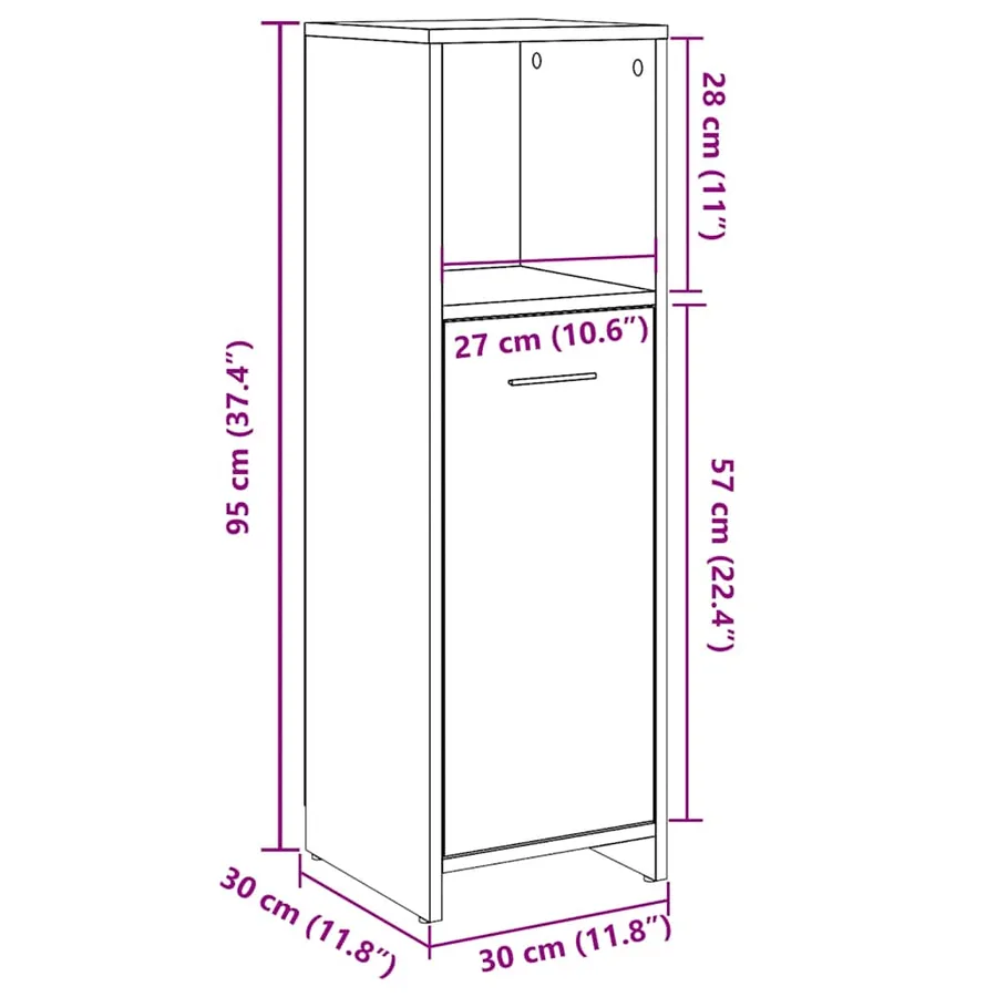 Armoire de salle de bain vieux bois 30x30x95 cm bois ingénierie - 10