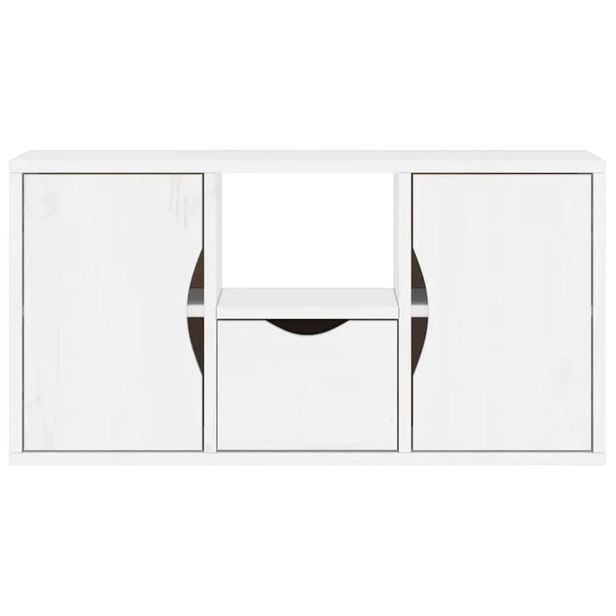 Meuble TV avec tiroir ODDA blanc 79x24x40 cm bois massif pin - 6