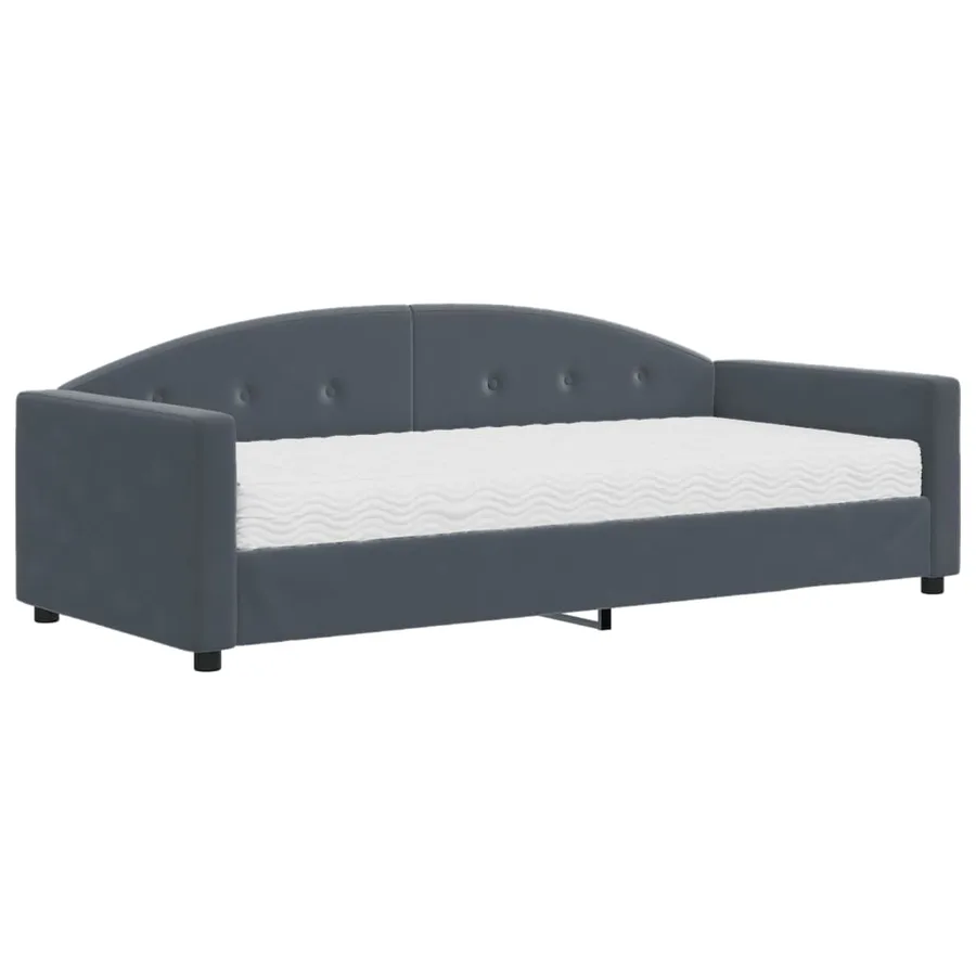 Lit de jour avec matelas gris foncé 90x200 cm velours - 2