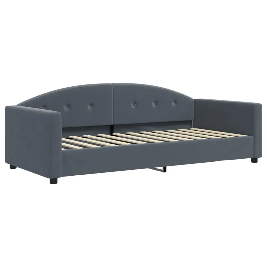 Lit de jour avec matelas gris foncé 90x200 cm velours - 3