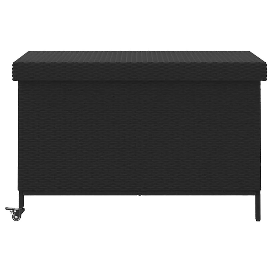 Boîte de rangement de jardin et roues noir résine tressée - 4