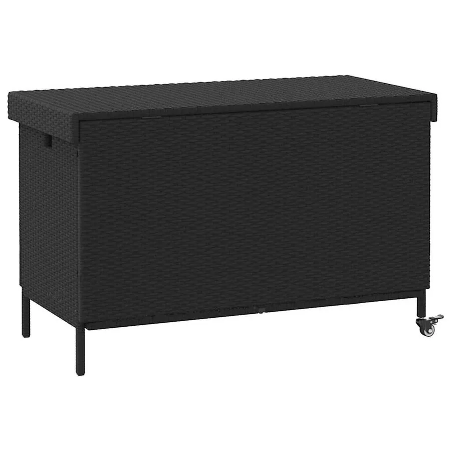 Boîte de rangement de jardin et roues noir résine tressée - 6