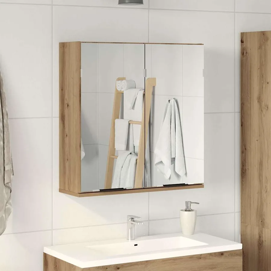 Armoire à miroir de salle de bain chêne artisanal 64x20x66,5 cm