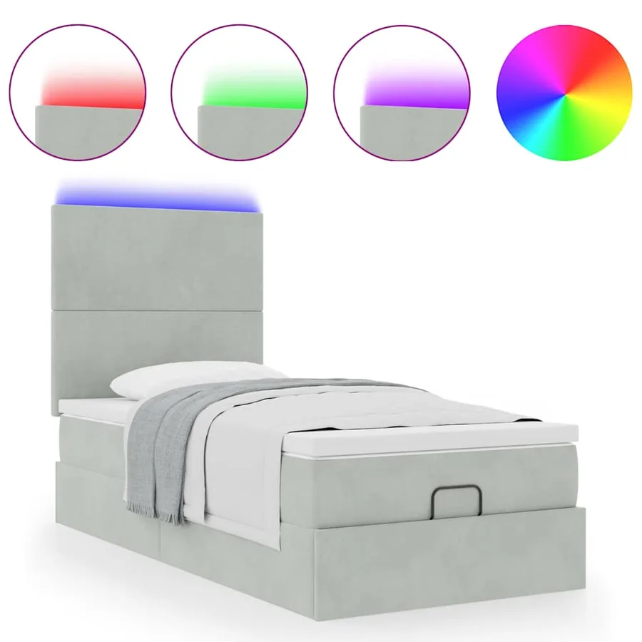 Cadre de lit ottoman avec matelas gris clair 80x200 cm velours - 5