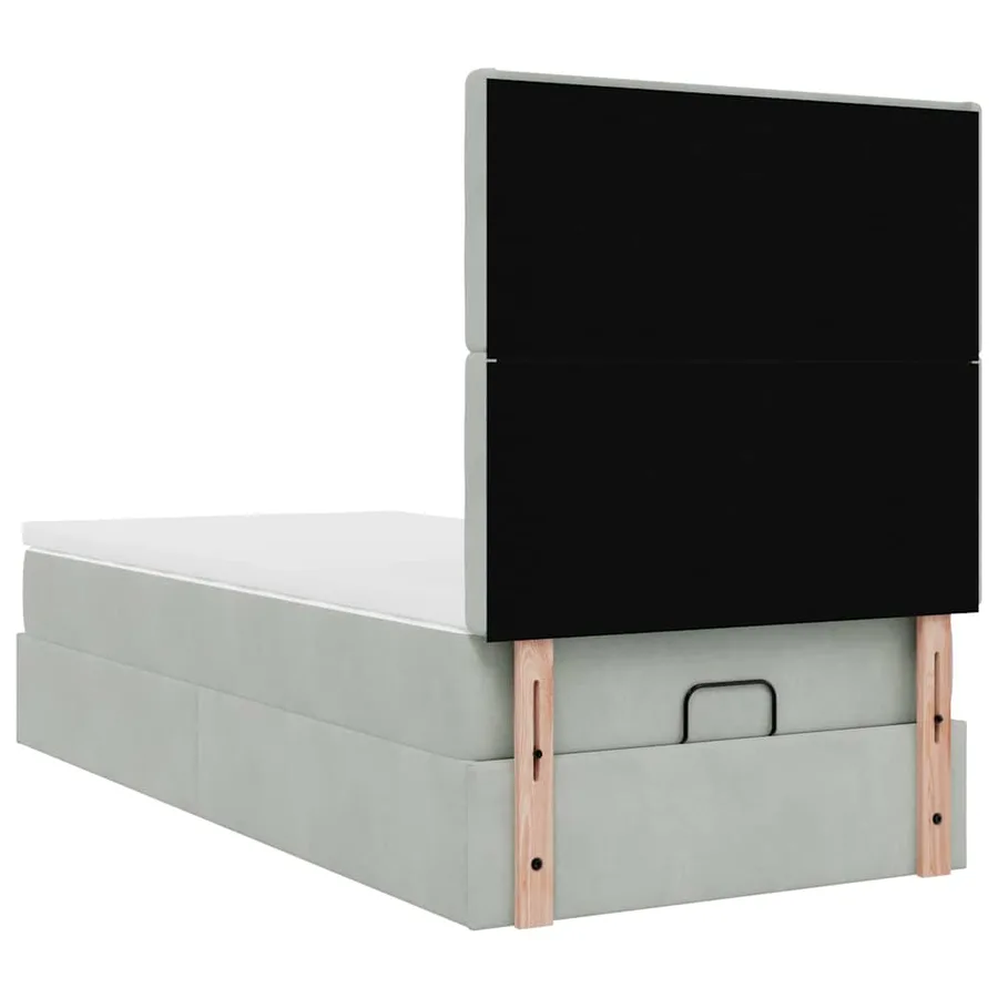Cadre de lit ottoman avec matelas gris clair 80x200 cm velours - 10