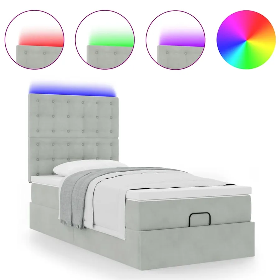 Cadre de lit ottoman avec matelas gris clair 80x200 cm velours - 5