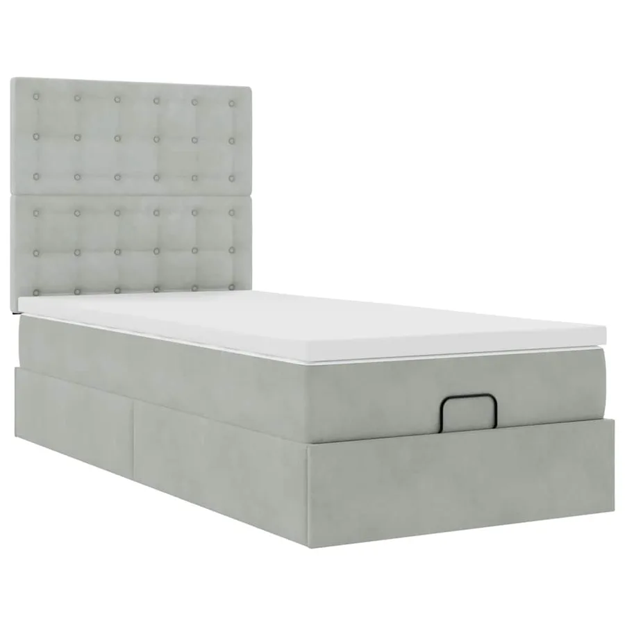 Cadre de lit ottoman avec matelas gris clair 80x200 cm velours - 7