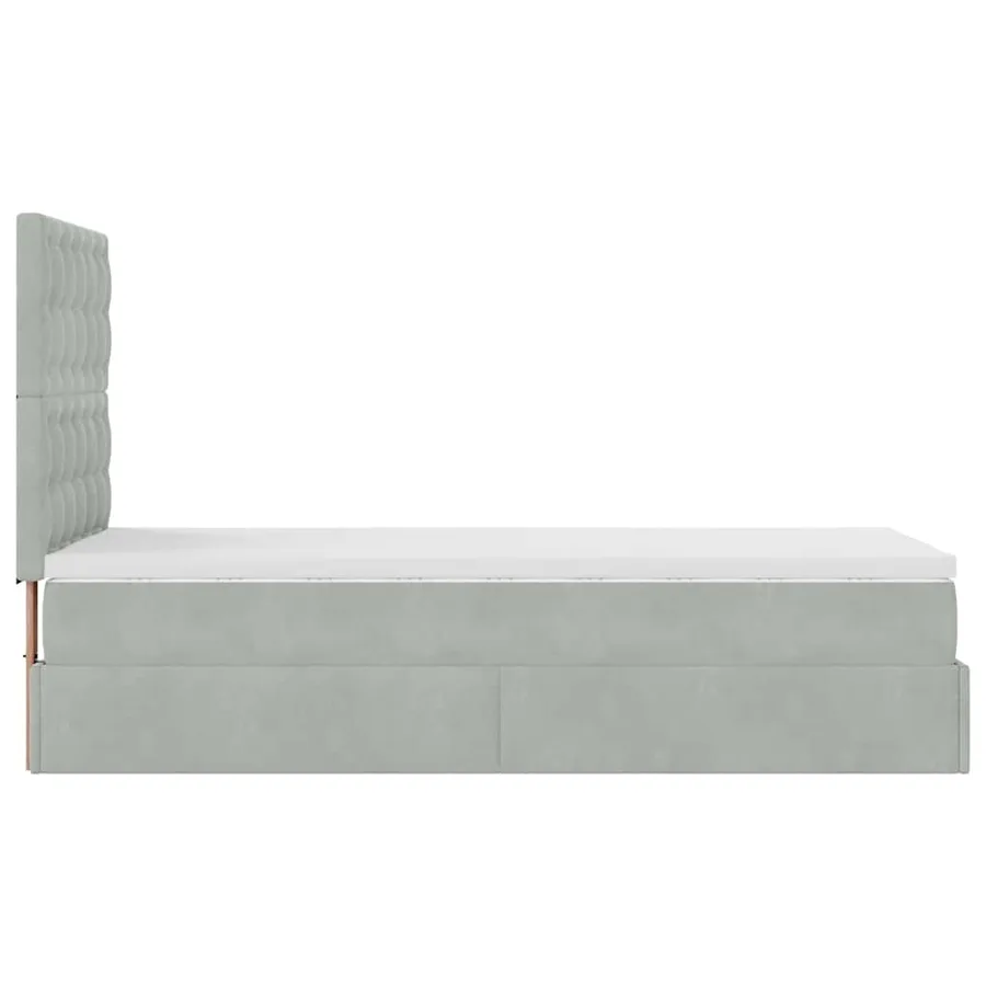 Cadre de lit ottoman avec matelas gris clair 80x200 cm velours - 9