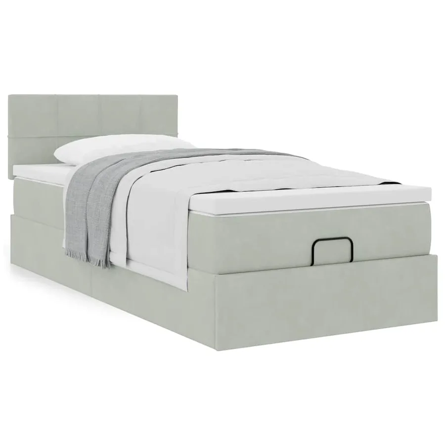 Cadre de lit ottoman avec matelas gris clair 80x200 cm velours - 4