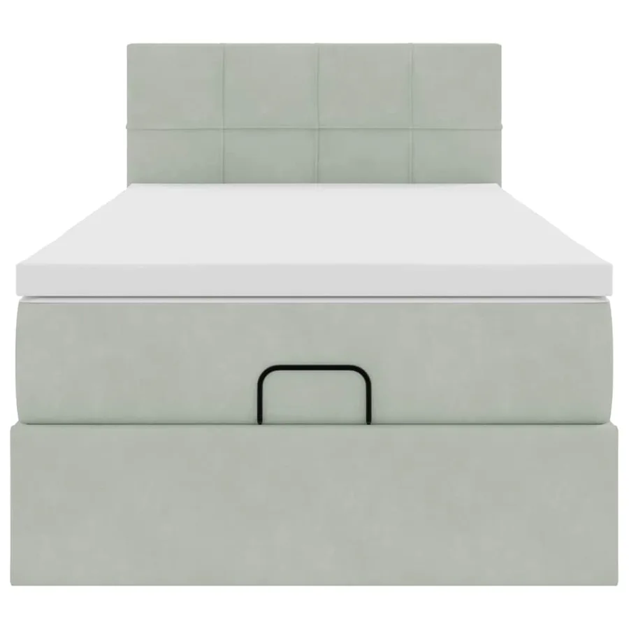 Cadre de lit ottoman avec matelas gris clair 80x200 cm velours - 7