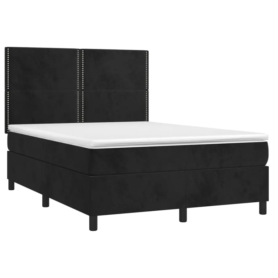 Sommier à lattes de lit avec matelas Noir 140x190 cm Velours - 3