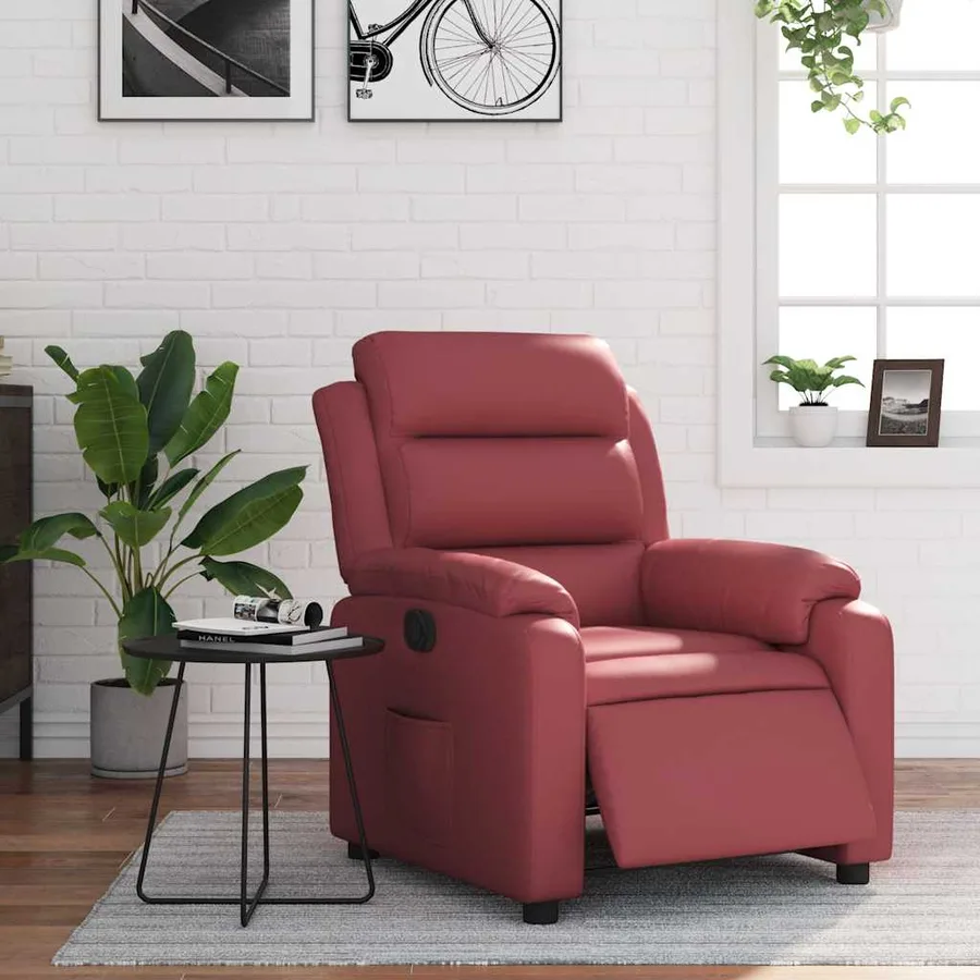 Fauteuil inclinable électrique Rouge bordeaux Similicuir - 16