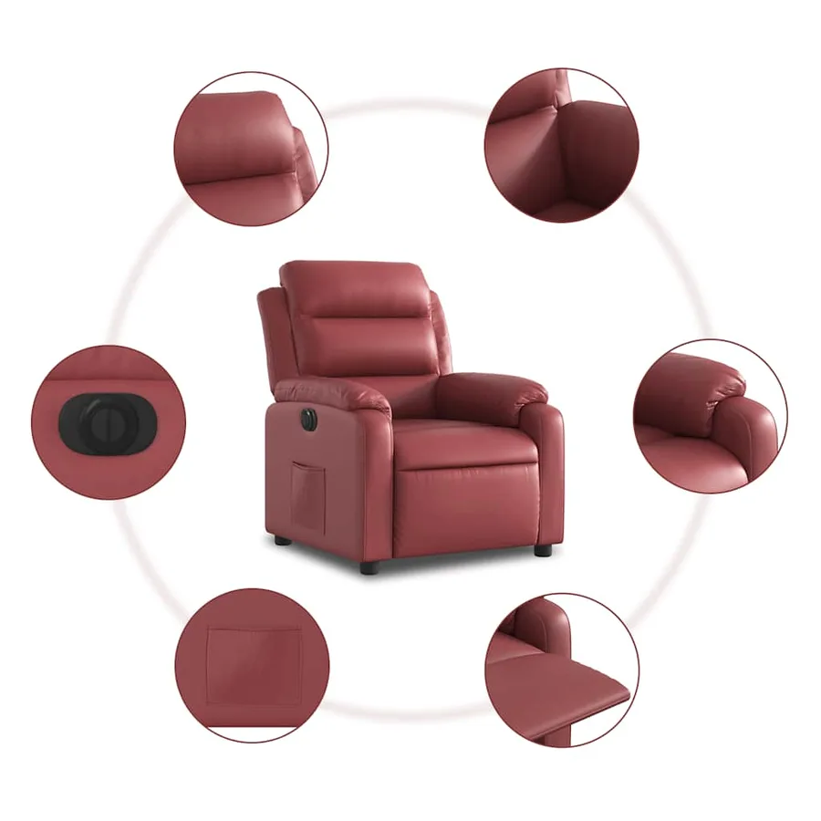 Fauteuil inclinable électrique Rouge bordeaux Similicuir - 8