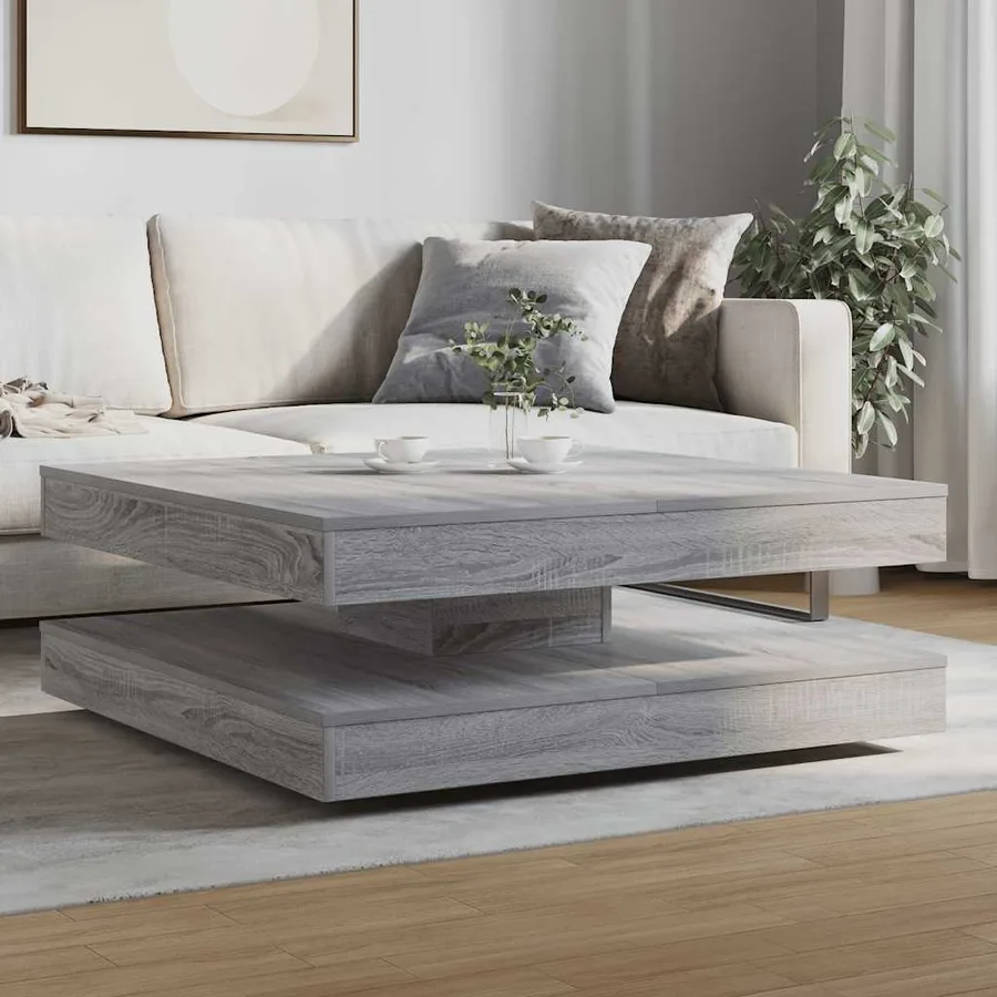 Table basse rotative à 360 degrés sonoma gris 90x90x34,5 cm - 3
