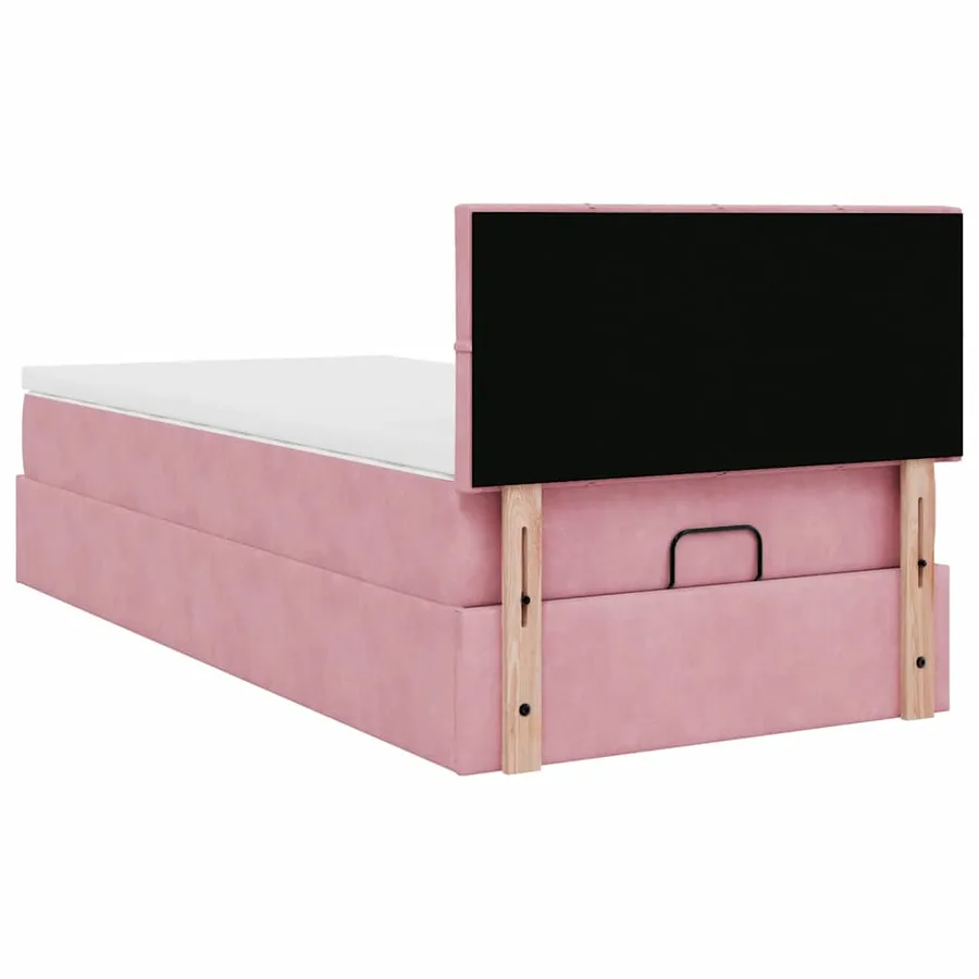 Cadre de lit ottoman avec matelas rose 80x200 cm velours - 11