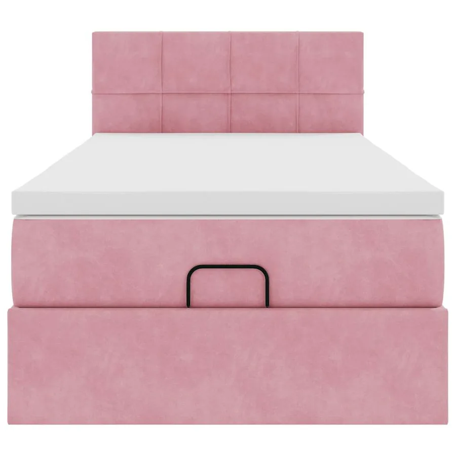Lit ottoman avec matelas et LED rose 80x200cm velours - 8
