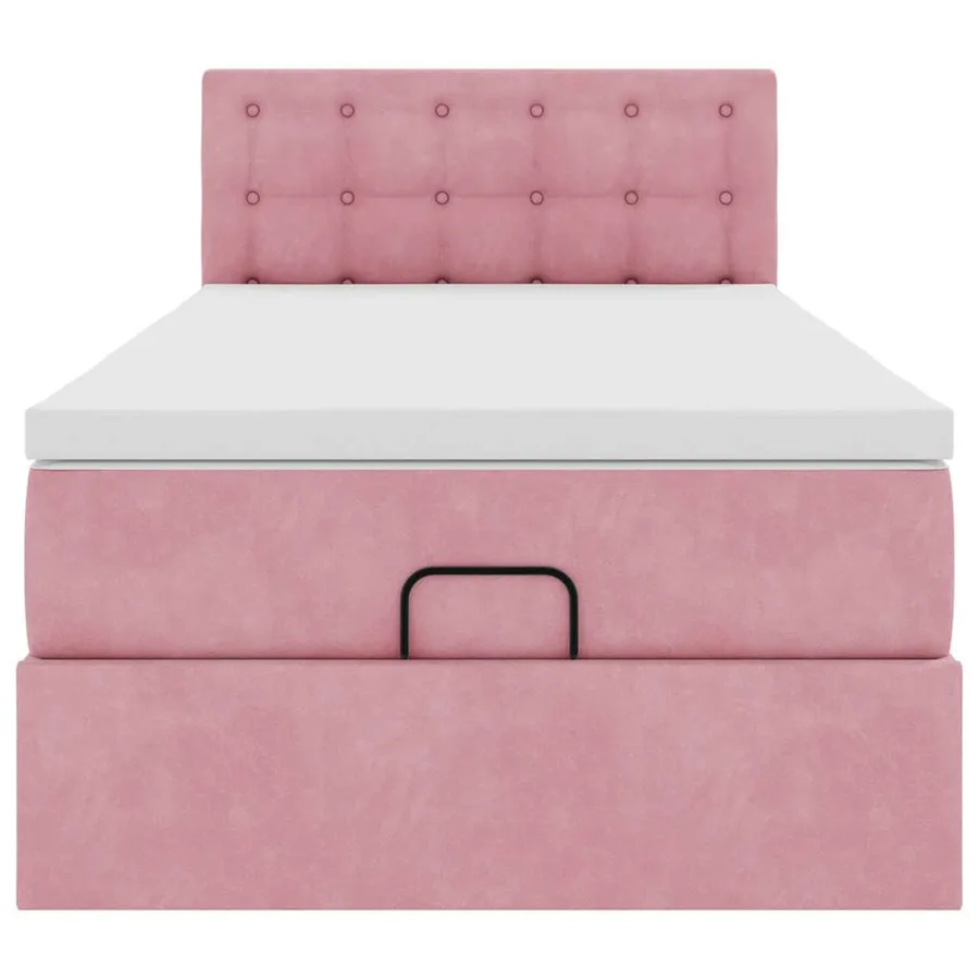 Cadre de lit ottoman avec matelas rose 80x200 cm velours - 7