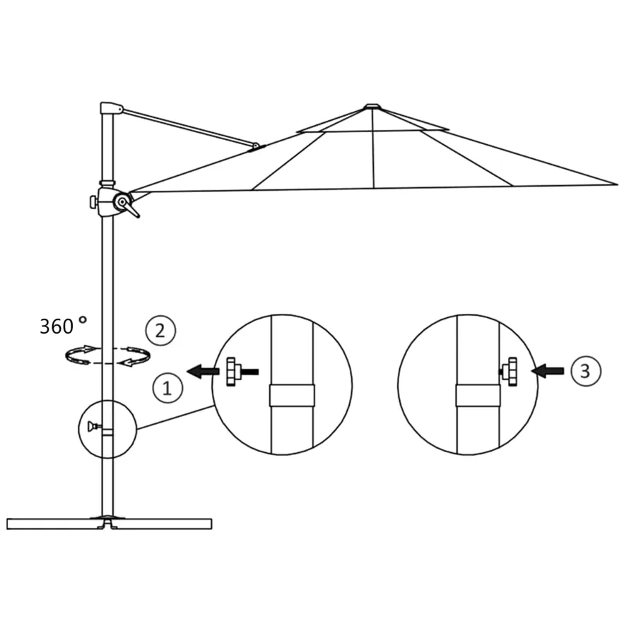 Parasol de jardin en porte-à-faux avec mât en acier taupe - 8