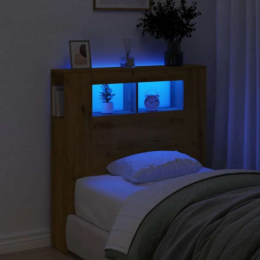 Tête de lit à LED chêne artisanal 100x18,5x103,5 cm - 3