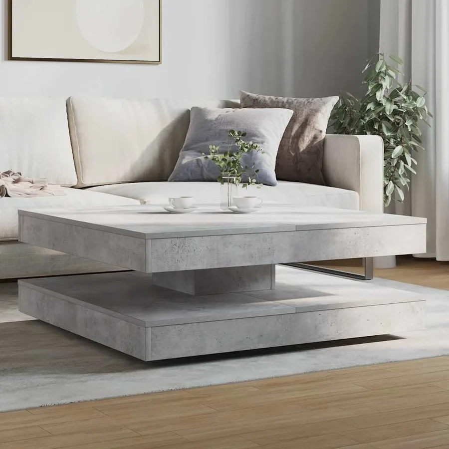 Table basse rotative à 360 degrés gris béton 90x90x34,5 cm - 3