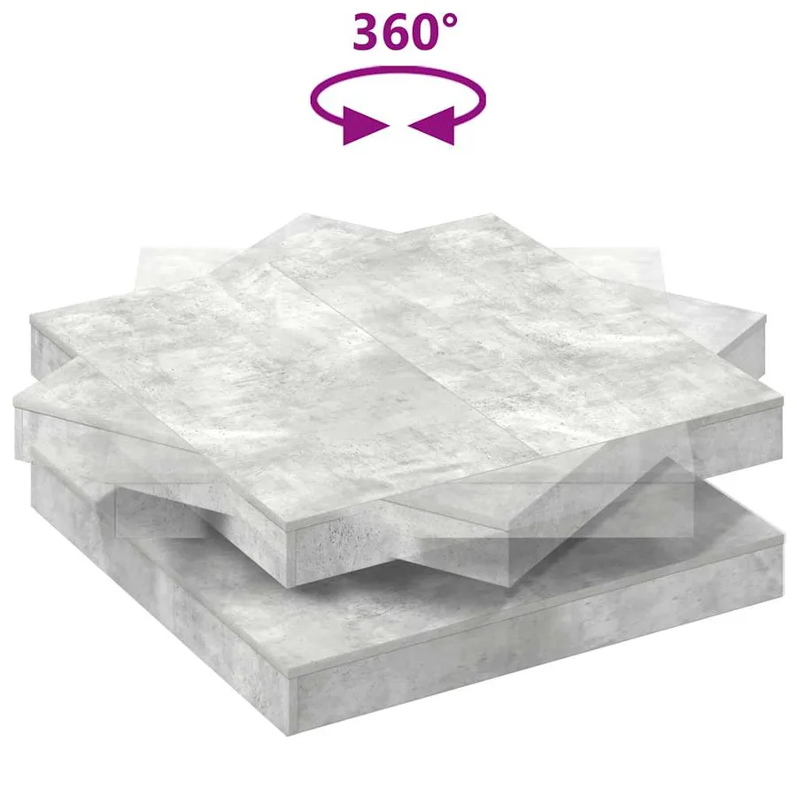 Table basse rotative à 360 degrés gris béton 90x90x34,5 cm - 7