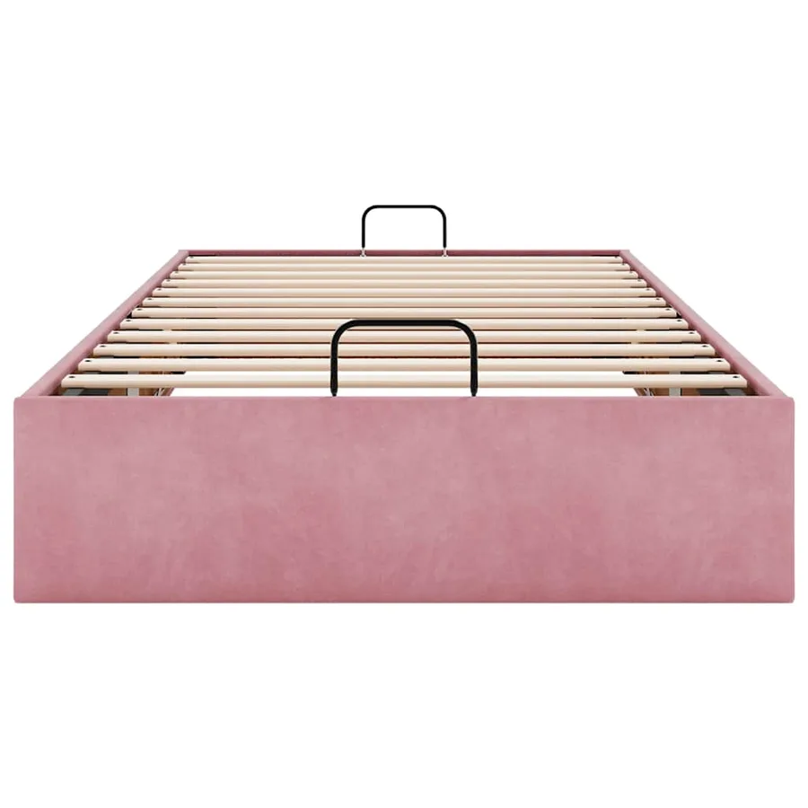 Cadre de lit ottoman sans matelas rose 80x200 cm velours - 7