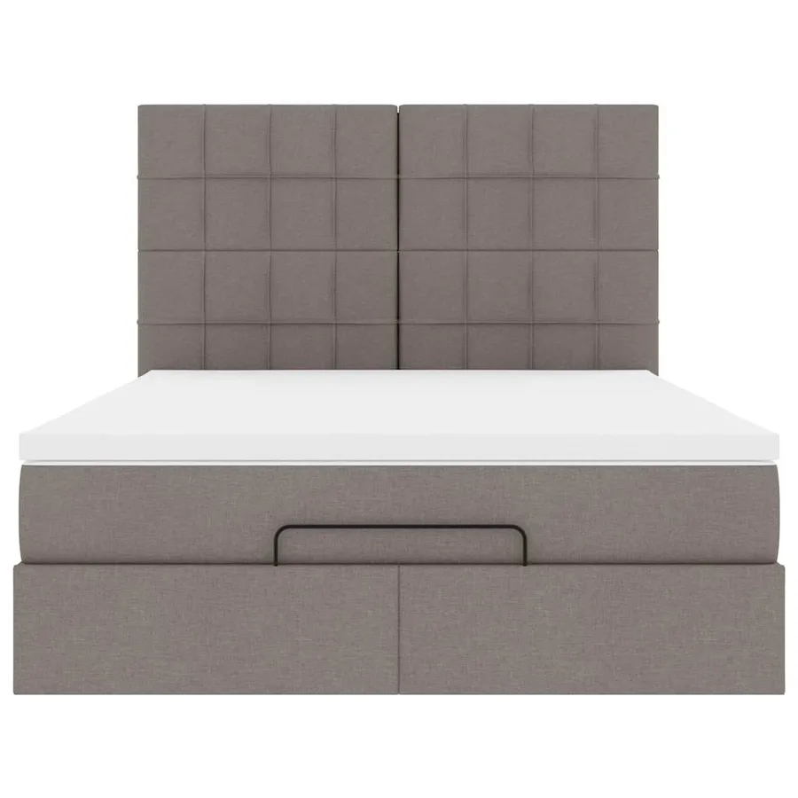 Cadre de lit ottoman avec matelas taupe 140x190 cm tissu - 8