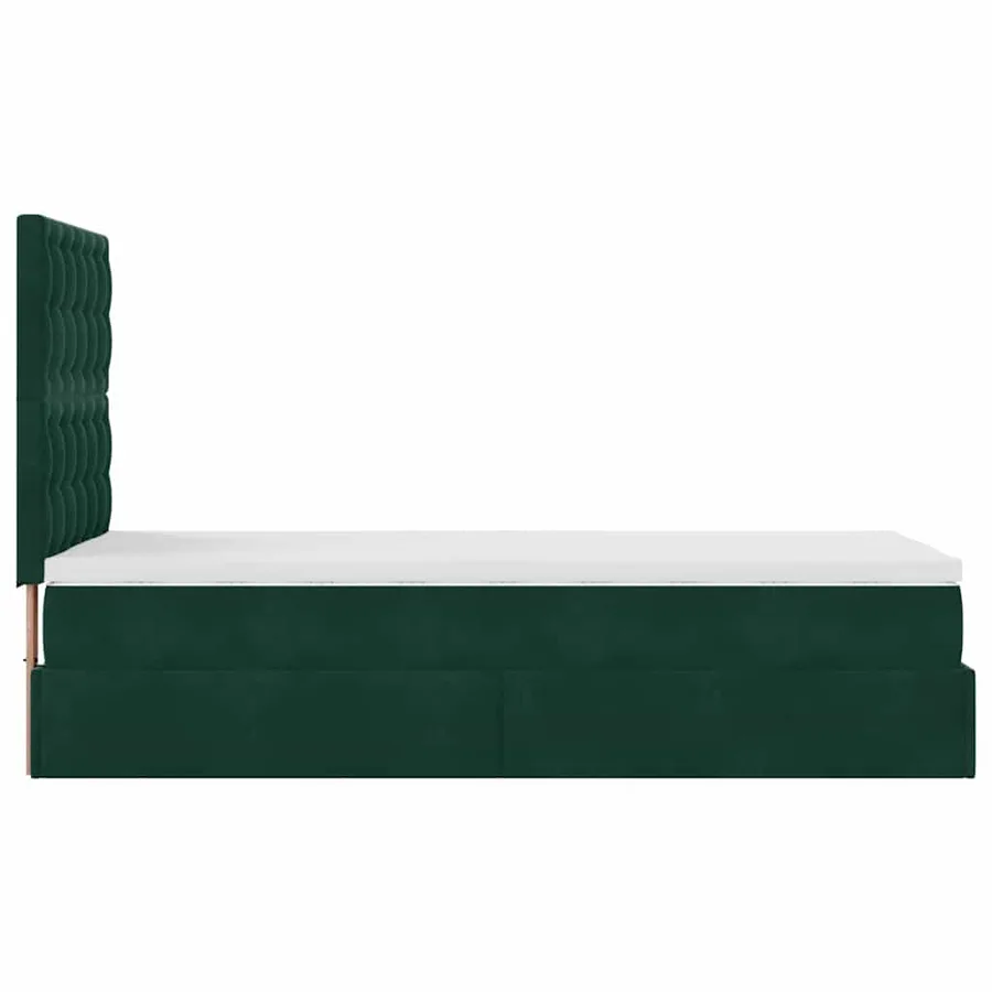 Cadre de lit ottoman avec matelas vert foncé 90x190 cm velours - 8