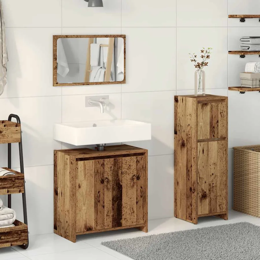 Ensemble de meubles salle de bain 3 pcs bois d'ingénierie - 3