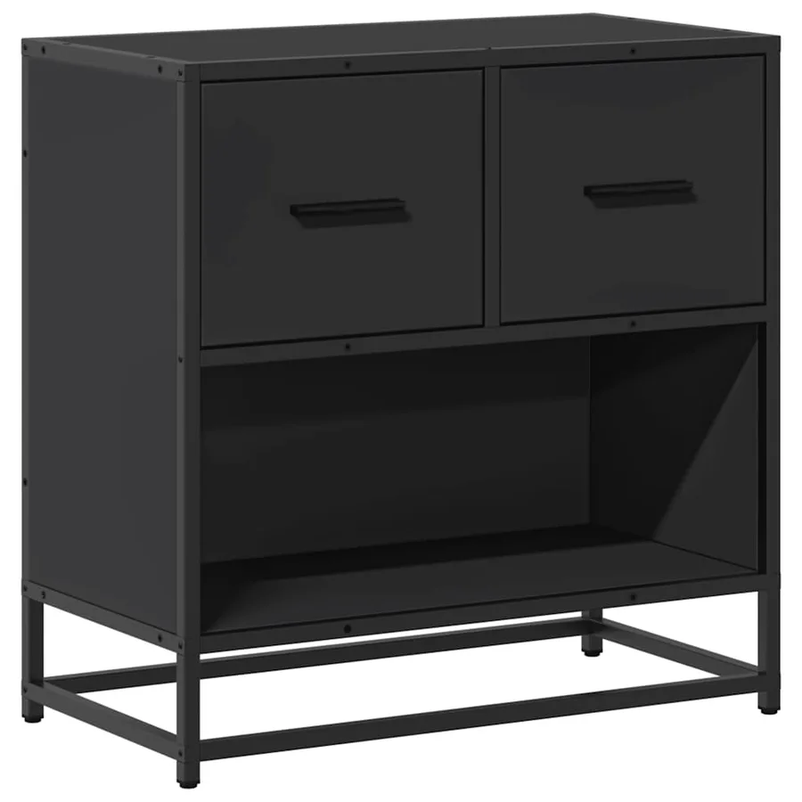 Table de chevet noir 60x31x60 cm bois d'ingénierie et métal - 2