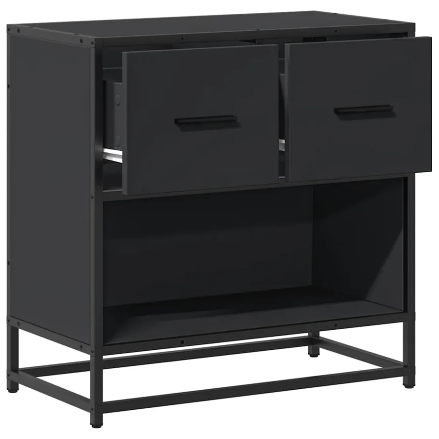 Table de chevet noir 60x31x60 cm bois d'ingénierie et métal - 8