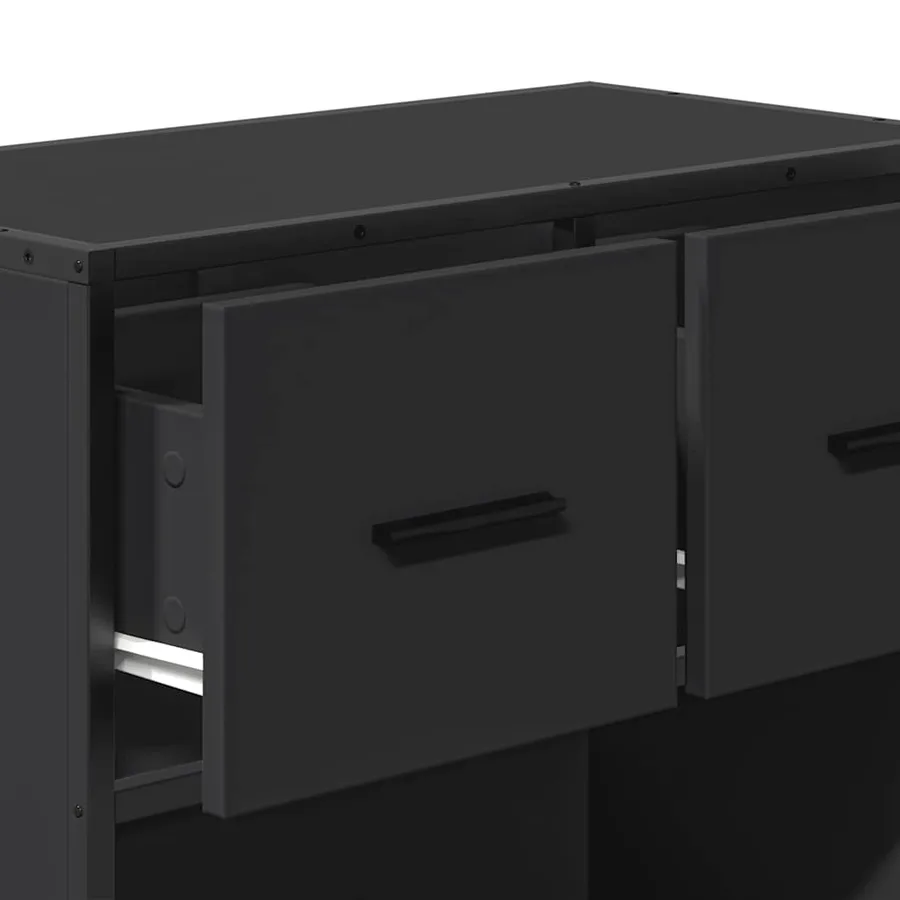Table de chevet noir 60x31x60 cm bois d'ingénierie et métal - 9