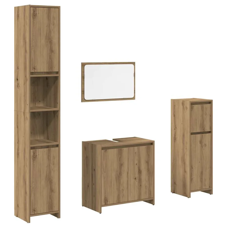 Ensemble de meubles salle de bain 4 pcs bois d'ingénierie - 2