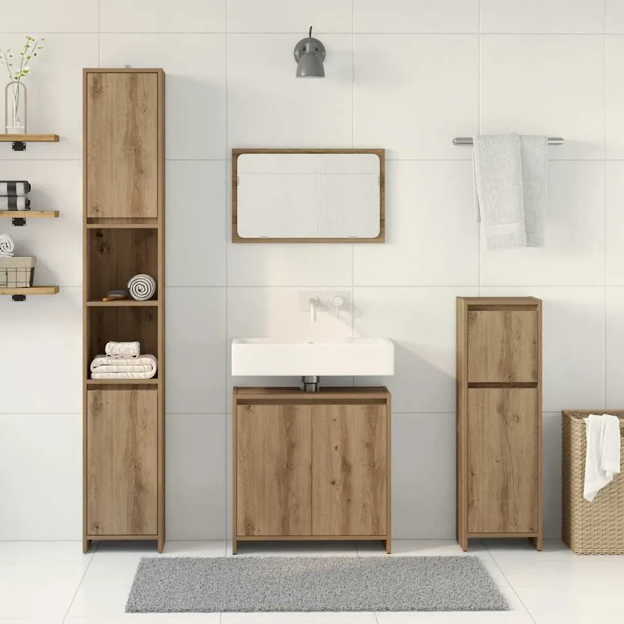 Ensemble de meubles salle de bain 4 pcs bois d'ingénierie - 3