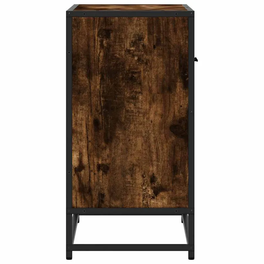 Table de chevet chêne fumé 60x31x60 cm bois ingénierie et métal - 6
