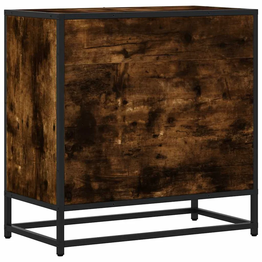 Table de chevet chêne fumé 60x31x60 cm bois ingénierie et métal - 7