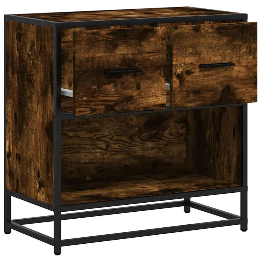 Table de chevet chêne fumé 60x31x60 cm bois ingénierie et métal - 8