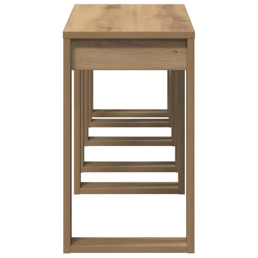 Tables gigognes 3 pcs chêne artisanal bois d'ingénierie - 6