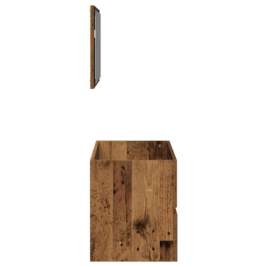 Armoire de salle de bain et miroir vieux bois bois d'ingénierie - 5