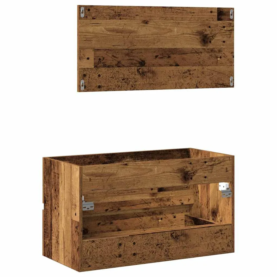 Armoire de salle de bain et miroir vieux bois bois d'ingénierie - 6