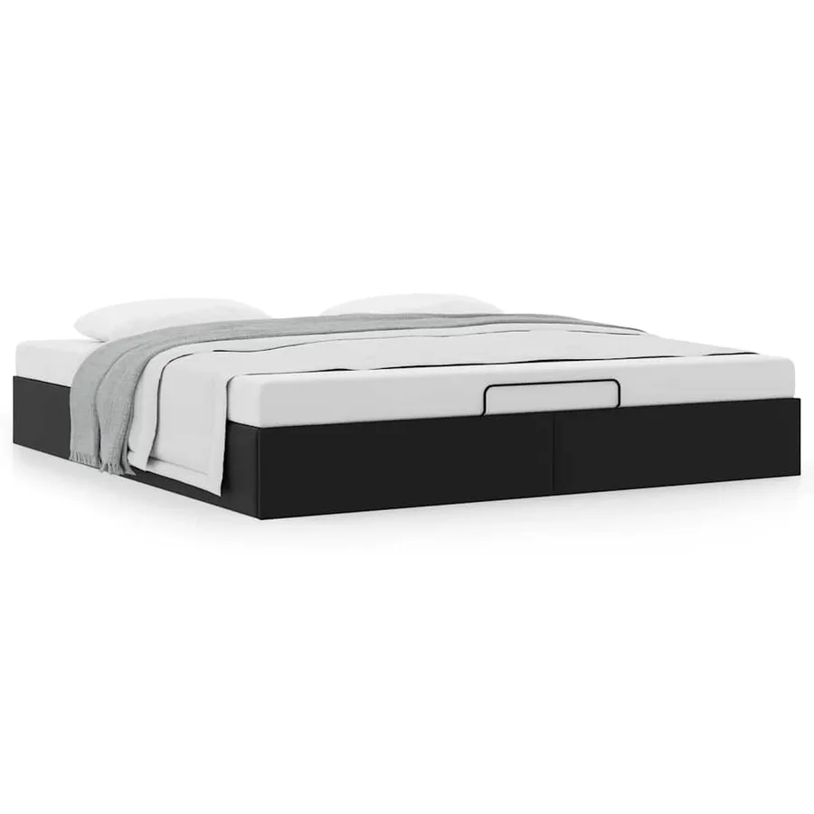 Cadre de lit ottoman sans matelas noir 180x200 cm similicuir - 4