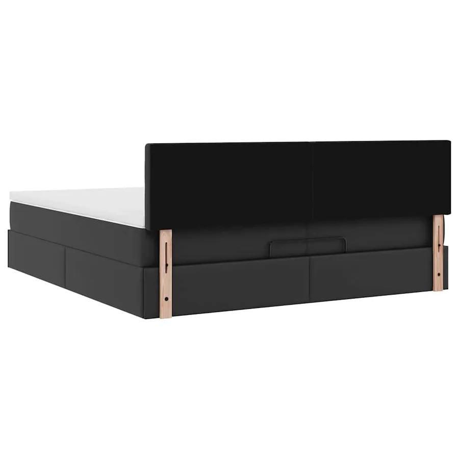Cadre de lit ottoman avec matelas noir 200x200 cm similicuir - 11