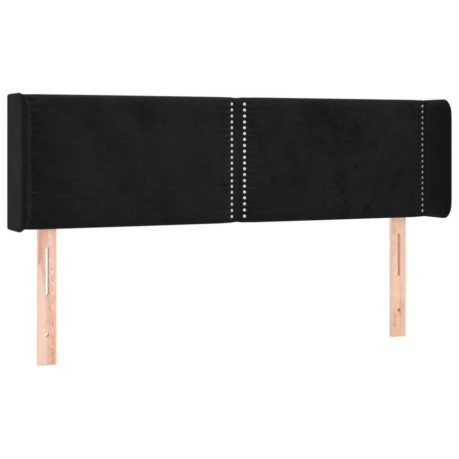 Tête de lit avec oreilles Noir 147x16x78/88 cm Velours - 2